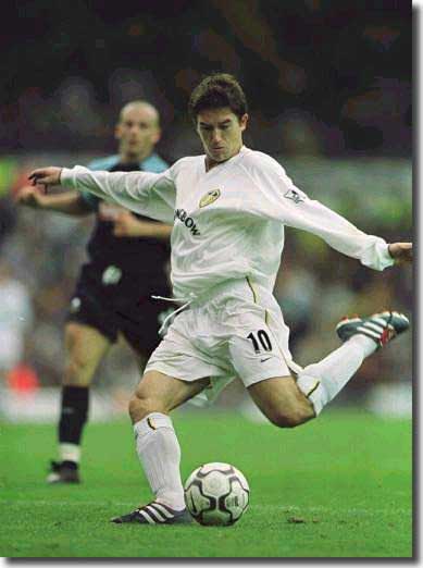 Harry Kewell with a rare moment of style for Leeds during a depressing season, against Derby in September