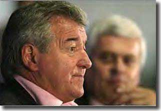 New manager Terry venables at his first press conference, with Peter Ridsdale in the background