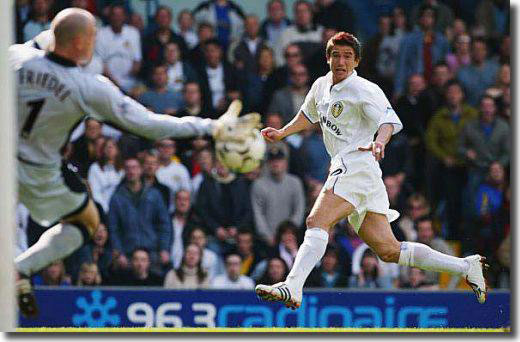 Brad Friedel of Blackburn saves this shot from Harry Kewell, only to see Mark Viduka open the scoring from the rebound.  It was not enough to give Leeds the points, however