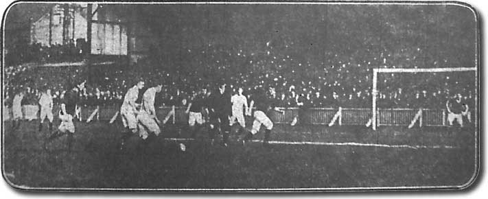 Action from the Leeds City-Bradford City match on the opening day of the 1906-07 season