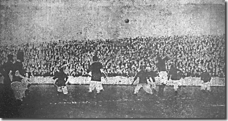 David Wilson heads the ball during the defeat at home to Leeds City, the match during which he died