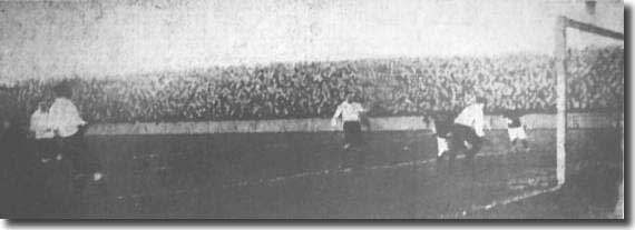 Fred Parnell beats the Clapton Orient defence and scores the second City goal in a 3-2 win on 1 December