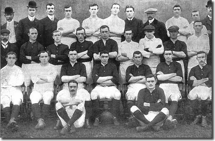 Leeds City 1908-09 - Back: W Preston (director), W Robinson (director), Frank Scott Walford (secretary manager), Shotton, Child, Williams, Rickard, Murray, Burnett, Simpson, A Eagle (director). Middle: T Thrupp (director), White, Guy, McDonald, Gemmell, McKeown, Bromage, Naisby, Kennedy. Front: Dougal, Rodger, Watson, Bowman, McAllister, Hamilton, Joynes. On floor: Cubberley, McLeod