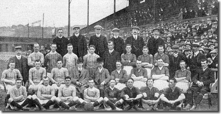 Leeds City team group from 1910/11 with manager Frank Scott-Walford sitting on the right