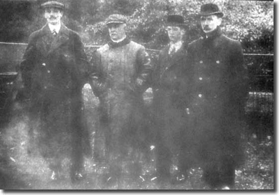 The City party during their Cup training in January 1911 - manager Frank Scott-Walford, chairman Norris Hepworth, Alf Hepworth and vice chair Joe Henry