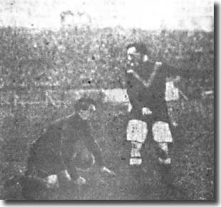 Fulham keeper McDonald saves Ivan Sharpe's penalty during the Christmas Day clash at Elland Road