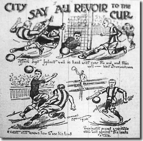 A Yorkshire Evening Post cartoon featuring the Cup-tie against West Bromwich Albion on 31 January