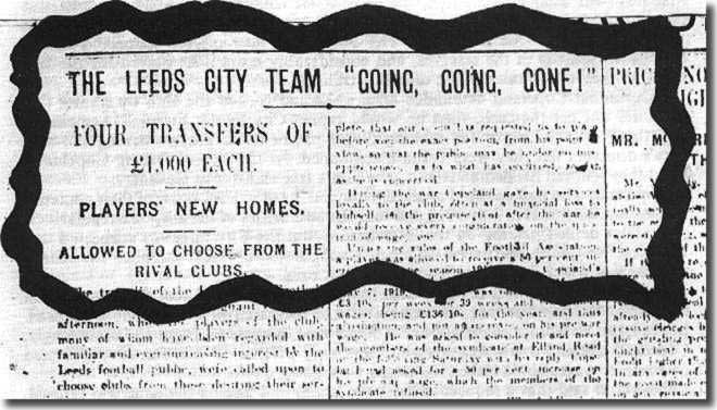 Newspaper headlines following the auction of City players October 1919