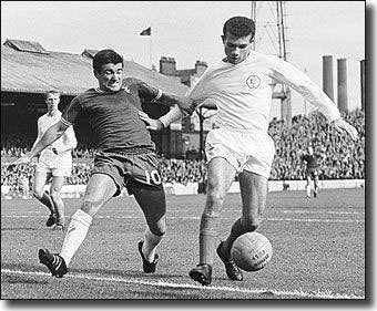 Paul Reaney in action at Stamford Bridge against Chelsea's Terry Venables