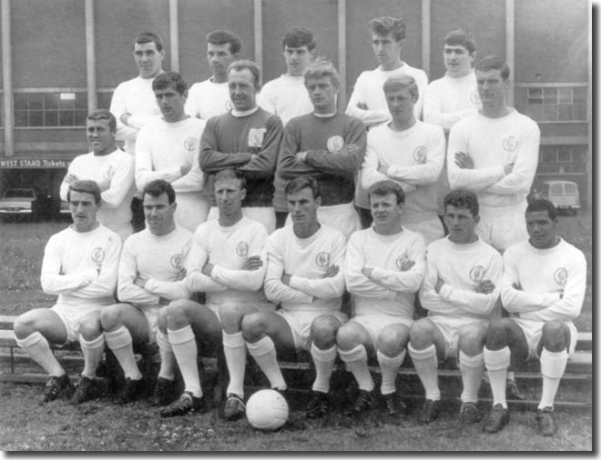 United's squad for 1965/66 - Back row: Willie Bell, Paul Reaney, Peter Lorimer, Rod Belfitt, Terry Cooper. Middle row: Bobby Collins, Norman Hunter, Brian Williamson, Gary Sprake, Jimmy Greenhoff, Paul Madeley. Front row: Rod Johnson, Jim Storrie, Jack Charlton, Alan Peacock, Billy Bremner, Johnny Giles, Albert Johanneson