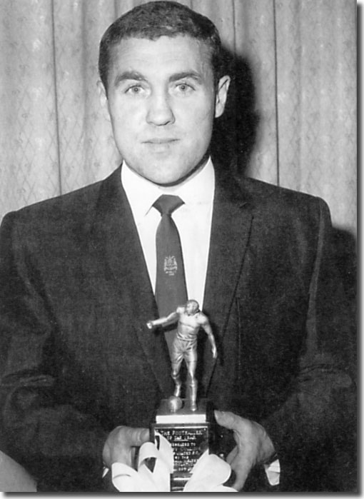 Bobby Collins proudly shows off his Footballer of the Year award