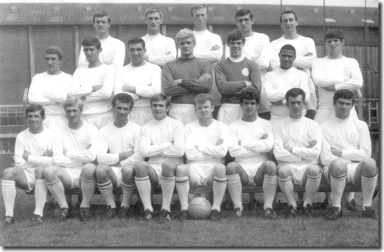 1967/68 squad - Back: Madeley, Peacock, Charlton, Hunter, O'Grady - Middle: Johnson, Belfitt, Bell, Sprake, Harvey, Johanneson, Gray - Front: Giles, Greenhoff, Reaney, Cooper, Bremner, Bates, Hibbitt, Lorimer