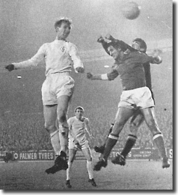 Jack Charlton heads his second goal at Elland Road against Napoli on 13 November