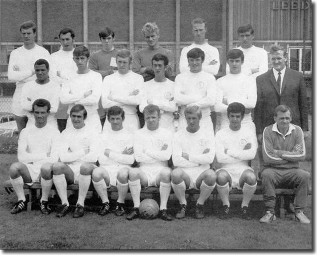 The 1968/69 squad - Back: Madeley, O'Grady, Harvey, Sprake, Charlton, Hunter - Middle: Johanneson, Belfitt, Jones, Hibbitt, Gray, Lorimer, Don Revie (manager) - Front: Reaney, Cooper, Giles, Bremner, Greenhoff, Bates, Les Cocker (trainer)