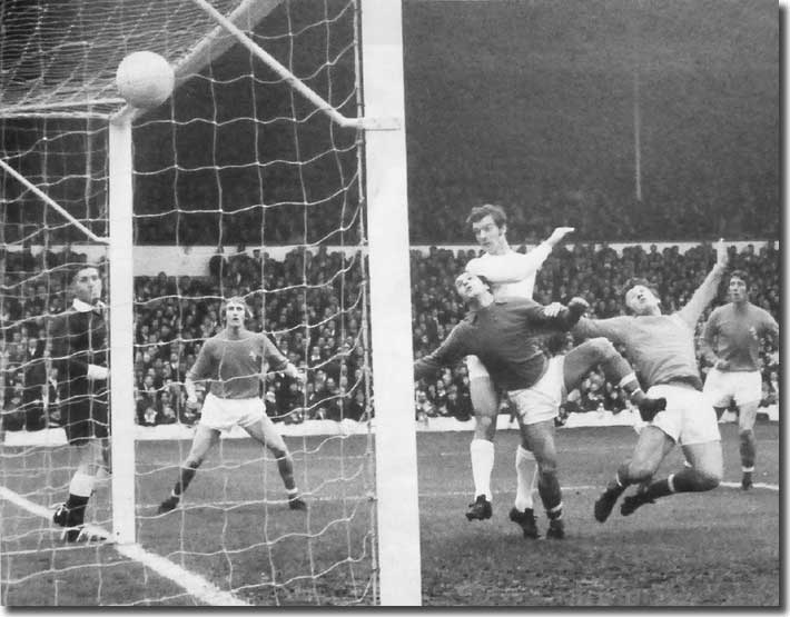 Paul Madeley nods home a goal against Blackpool on 14 November