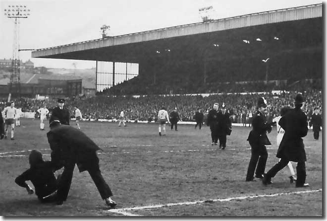 Elland Road is in chaos after a controversial refereeing decision against West Brom