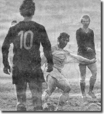 Johnny Giles in action against Rapid Bucharest