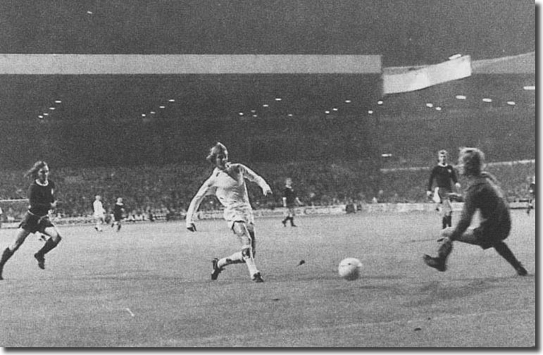 Allan Clarke scores against Stroemgodset on 3 October