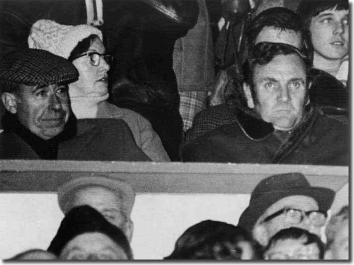 Don Revie watches the UEFA Cup-tie against Vitoria Setubal on 28 November from the directors' box