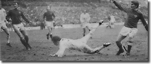 Trevor Cherry dives in to head an equaliser against Chelsea on 2 February