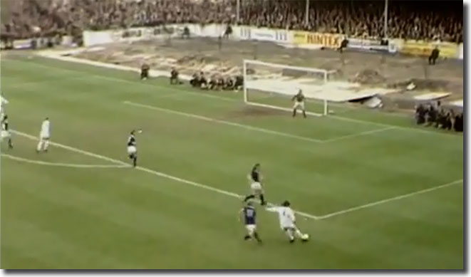 Peter Lorimer fires in from outside the area to open the scoring
