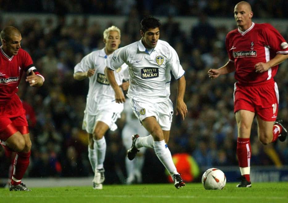 Cyril Chapuis in action for Leeds in the League Cup-tie with Swindon in September 2003