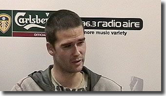 Northern Irelend's record goalscorer David Healy being interviewed on Radio Aire after joining Leeds from Preston