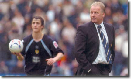 Man with a plan? Kevin Blackwell watches Leeds lose in the final Championship game of the season at Deepdale