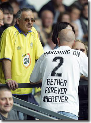 United fans during the defeat at Derby on the closing day