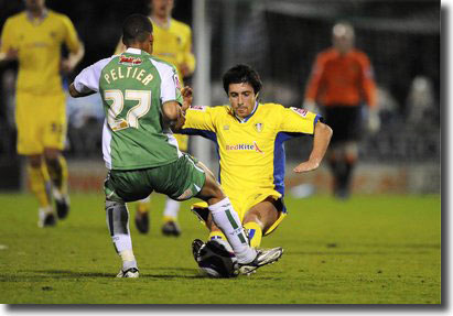 Alan Sheehan commits the two-footed foul that led to a red card at Yeovil on 25 April and kept him out of the play-off semi finals