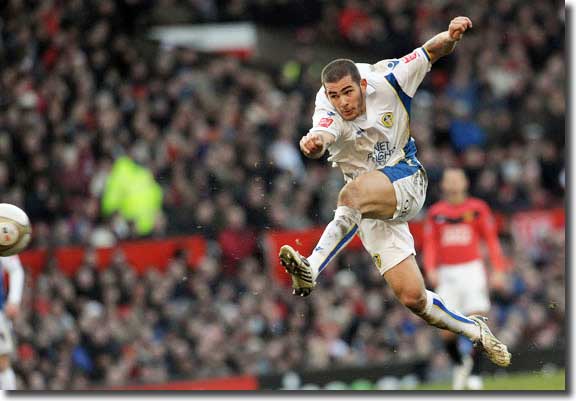 Bradley Johnson crashes in a shot at Old Trafford