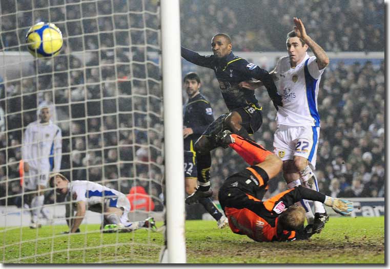 Tottenham’s Jermain Defoe snatches his second goal