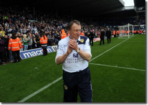 Neil Warnock applauds the United fans after the final game against Leicester