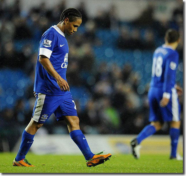 A grim-faced Steven Pienaar trudges off at the end