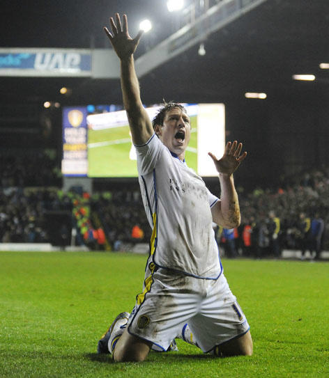 Luciano Becchio celebrates one of his goals against Middlesbrough on 22 December - he was now the club's talisman