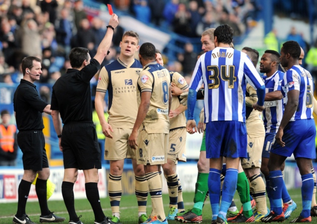 Matt Smith sees red during the 6-0 hammering at Sheffield Wednesday