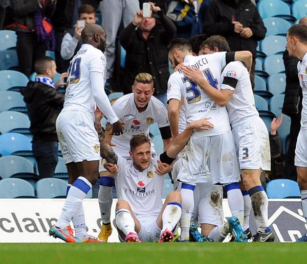 8 November - Doukara, Adryan, Antenucci, Warnock and Pearce mob Liam Cooper who opened the scoring against Blackpool