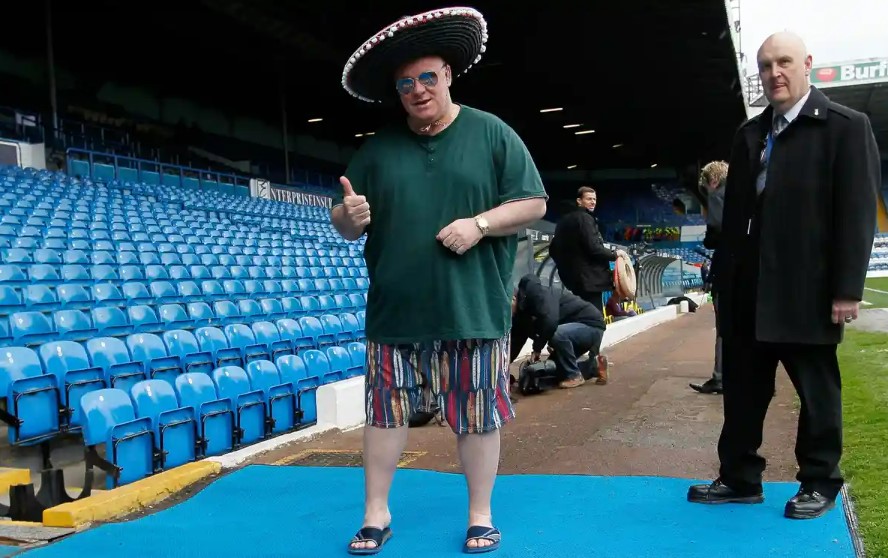 Sombrere Steve - After seeing his Rotherhan side avoid relegation he keeps his word with a holiday mood at Elland Road 2 May 2015