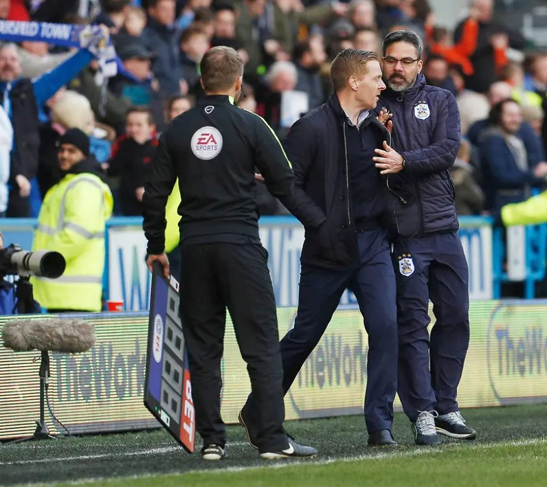 5 February 2017 - Garry Monk and David Wagner during an ill-tempered argument