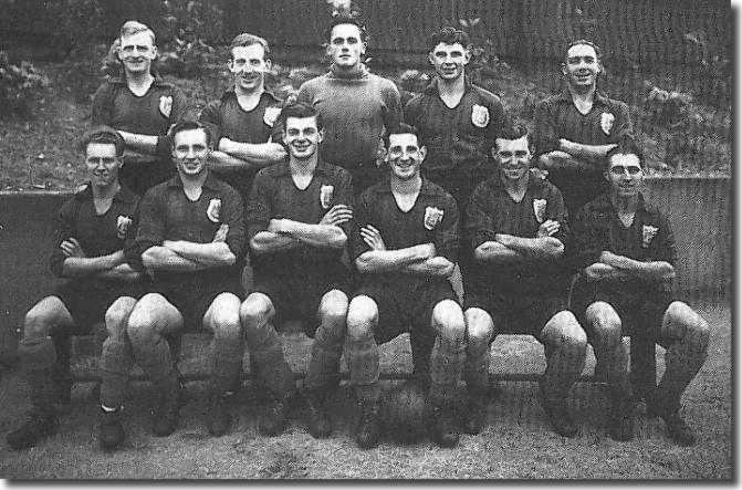 The 1951/52 side - Back:  McCabe, Dunn, Taylor, Kirk, Milburn.  Front:  Harrison, Iggleden, Browning, Burden, Stevenson, Williams