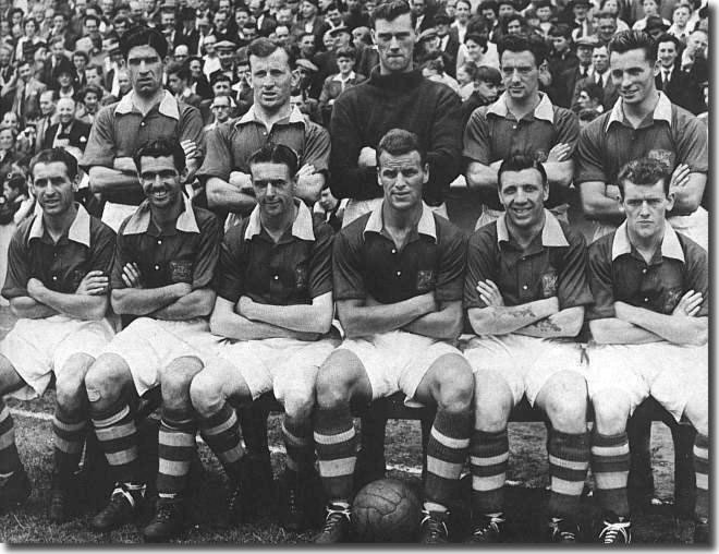 John Charles was captain of this 1955-56 Leeds side which won promotion - Back: Kerfoot, Dunn, Wood, Gibson, Hair. Front: Williams, Nightingale, Brook, Charles, Henderson, Meek