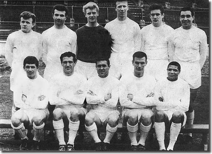 The 1963-64 Second Division Champions - Back row: Bremner, Reaney, Sprake, Charlton, Hunter, Bell.  Front row: Giles, Weston, Collins, Peacock, Johanneson