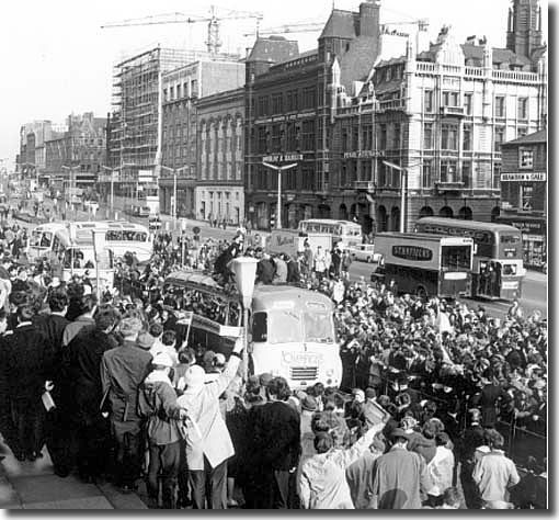 8 May 1964 - The team arrive at the Town Hall for a civic reception to celebrate the Second Division title win
