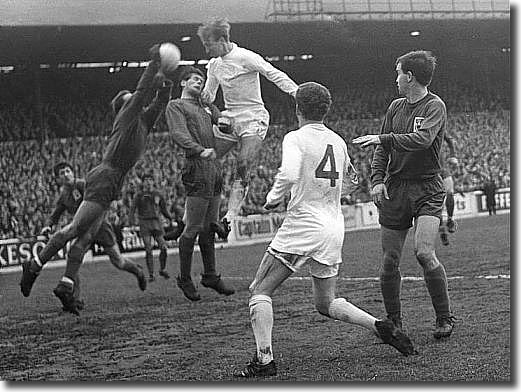 Matthews and O'Hare of Derby defy Jack Charlton with Billy Bremner looking on during the League Cup clash on 17 January