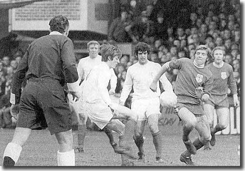 Allan Clarke battles for a loose ball at Colchester