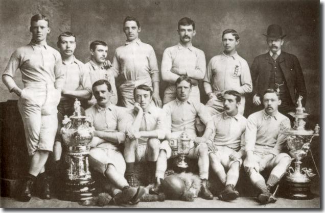 A Blackburn Rovers team group in 1886, as they completed a hat trick of FA Cup wins