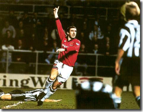Newcastle's dream is about to crumble as the Frenchman puts United ahead in March 1996