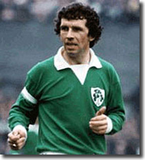 Johnny Giles in action for Ireland - he missed the Cup Winners Cup final after sustaining an injury against the USSR a week before the game