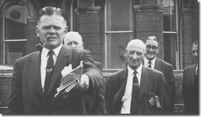 Football League conference in the summer of 1959 in Blackpool - Hardaker is accompanied by  Harry French, Wilf Taylor, Joe Mears and Len Shipman