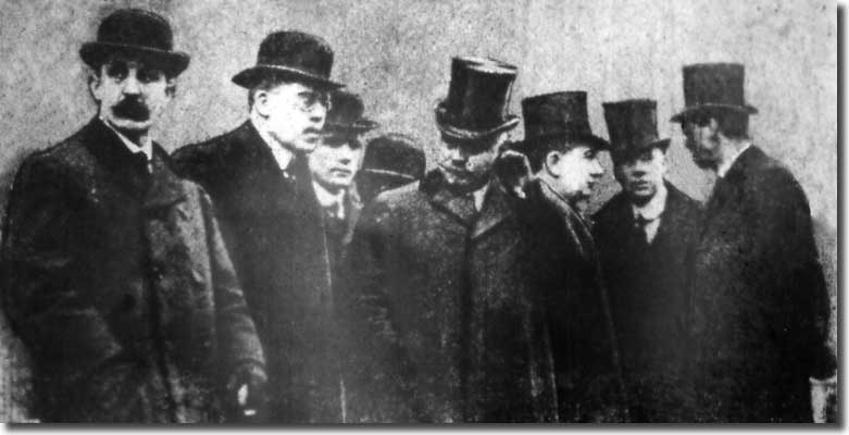 Mourners at the funeral of Norris Hepworth on 24 February 1914 - Mr T Summersgill, Mr J Gouldthorpe (both from Leeds Cricket and Football Club), George Law, Mr A W Pullin (City director), Herbert Chapman, Mr J W Bromley and Mr J C Whiteman (both City directors)